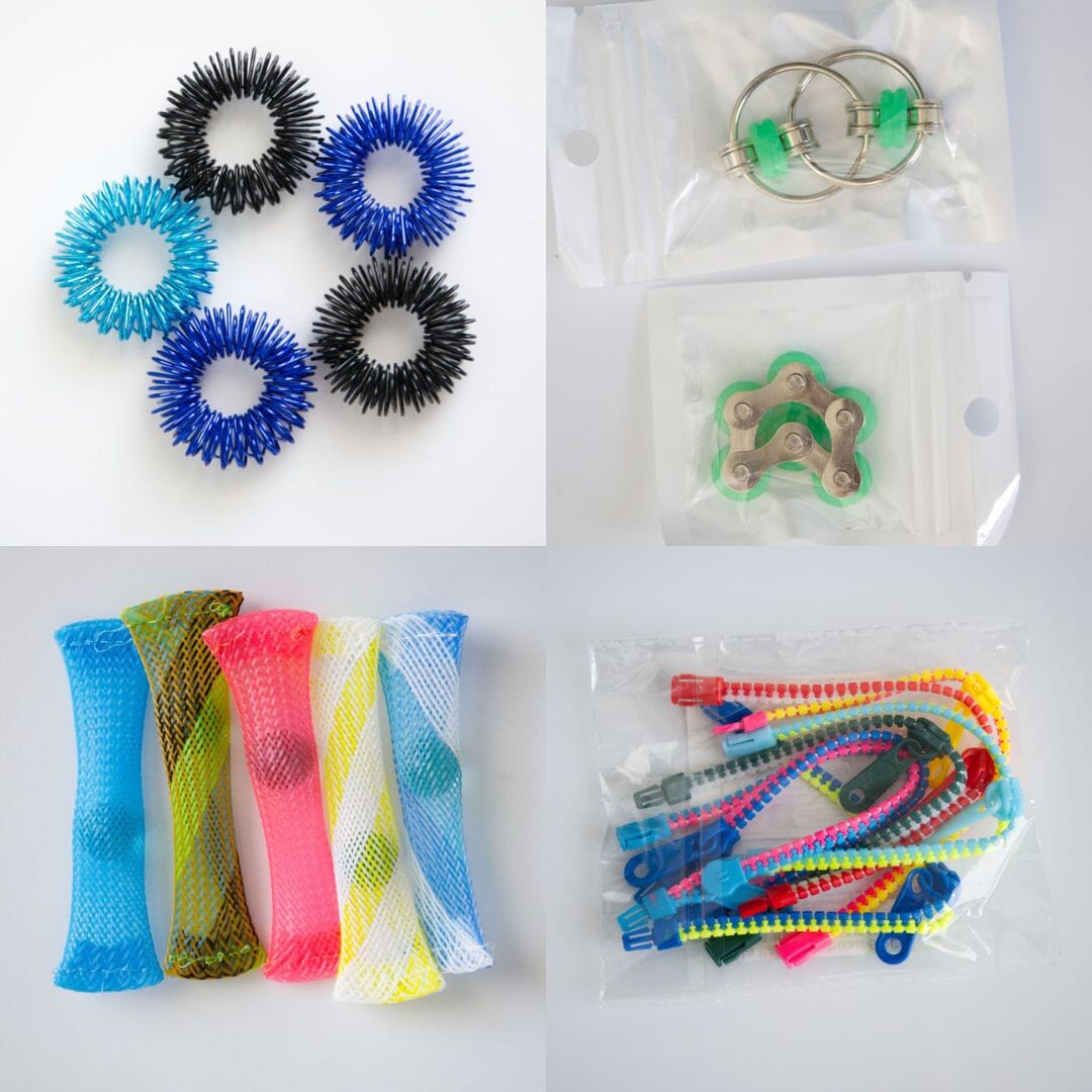 Bulk Fidget Toy Bundle (18 Fidgets) Black & Blue Green 