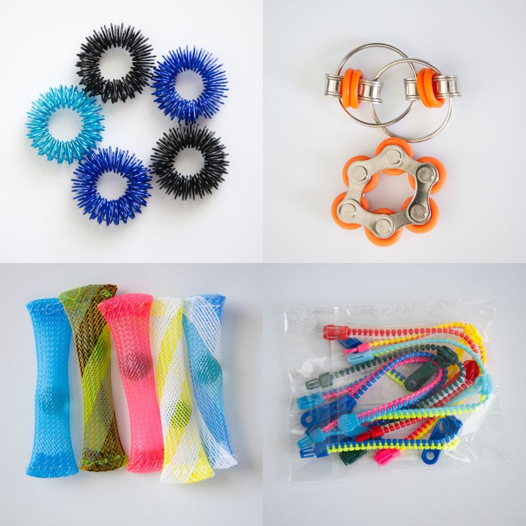 Bulk Fidget Toy Bundle (18 Fidgets) Black & Blue Orange 