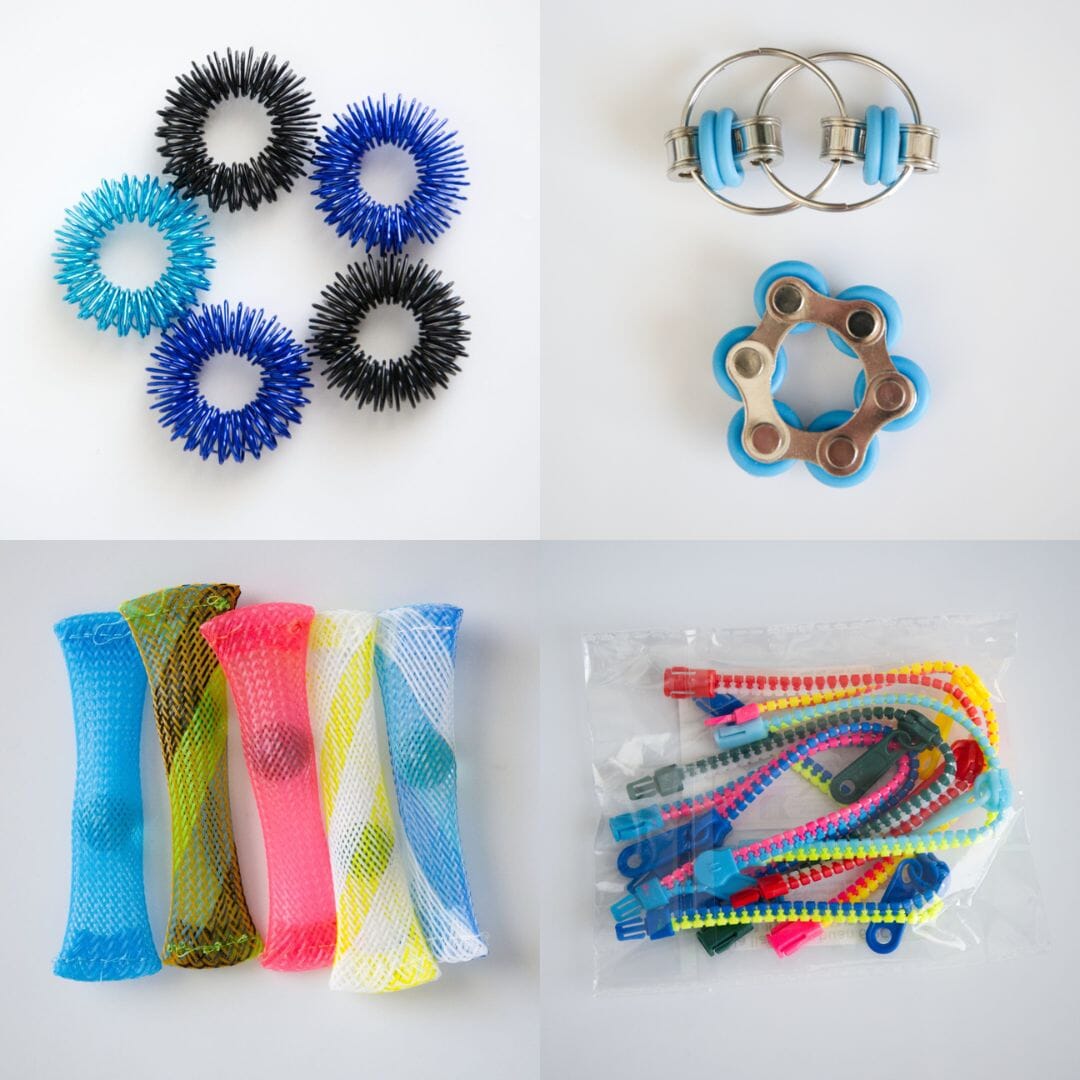 Bulk Fidget Toy Bundle (18 Fidgets) Black & Blue Turquoise 