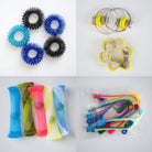 Bulk Fidget Toy Bundle (18 Fidgets) Black & Blue Yellow 