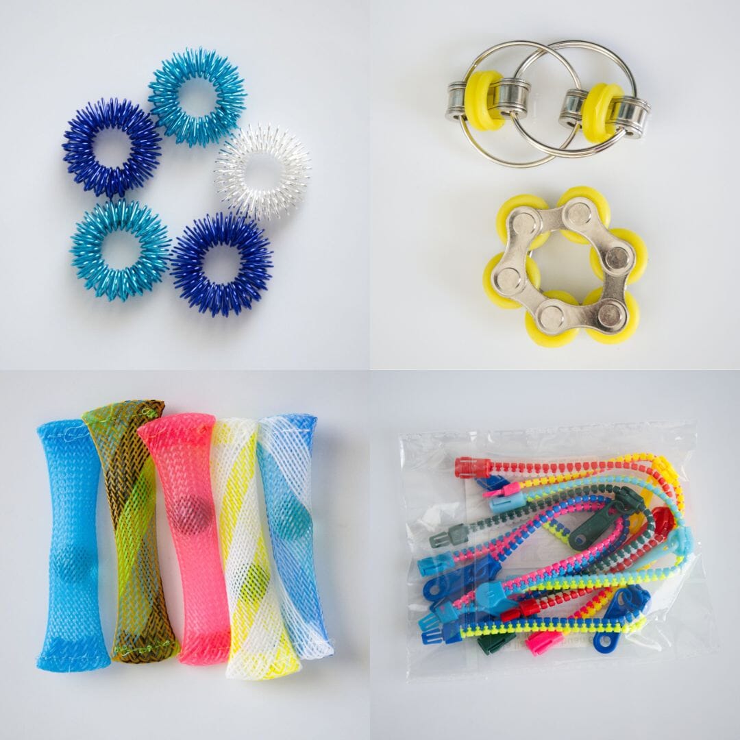 Bulk Fidget Toy Bundle (18 Fidgets) Blue Ocean Yellow 