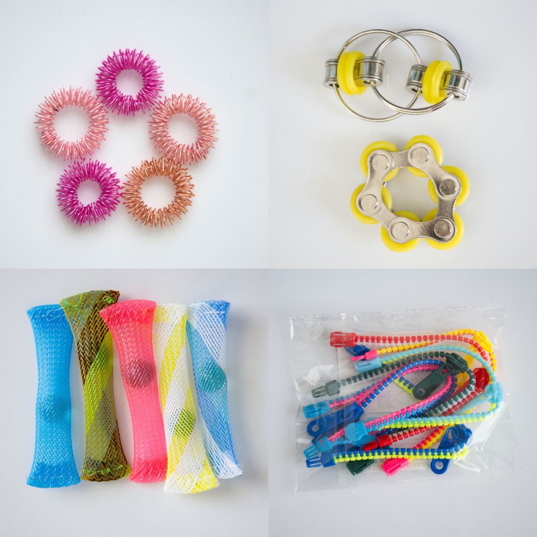 Bulk Fidget Toy Bundle (18 Fidgets) Pink Rose Yellow 