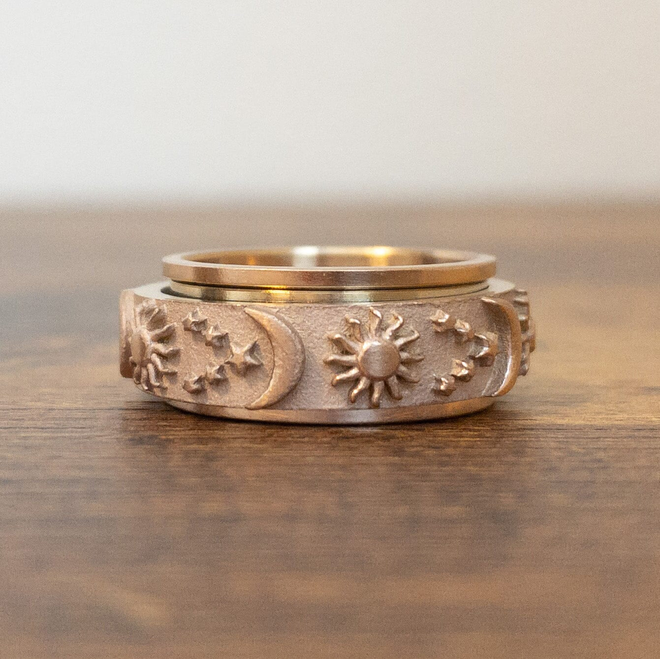 Vintage Style Moon and Star Spinner Ring The Autistic Innovator 7 Rose Gold 