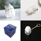 Cat Squishy + Fidgets Bundle Grey Cat Calico Cat Blue Galaxy