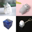 Cat Squishy + Fidgets Bundle Grey Cat Grey Cat Blue Galaxy