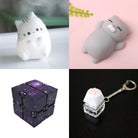 Cat Squishy + Fidgets Bundle Grey Cat Grey Cat Purple Galaxy