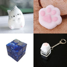 Cat Squishy + Fidgets Bundle Grey Cat Paw Blue Galaxy