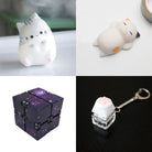 Cat Squishy + Fidgets Bundle Grey Cat Calico Cat Purple Galaxy