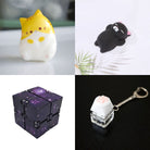 Cat Squishy + Fidgets Bundle Orange Cat Black Cat Purple Galaxy