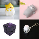 Cat Squishy + Fidgets Bundle Orange Cat Grey Cat Purple Galaxy