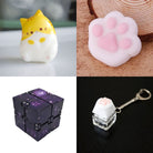 Cat Squishy + Fidgets Bundle Orange Cat Paw Purple Galaxy