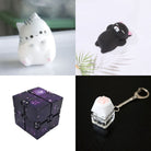 Cat Squishy + Fidgets Bundle Grey Cat Black Cat Purple Galaxy