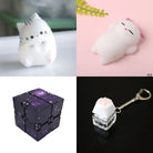 Cat Squishy + Fidgets Bundle Grey Cat White Cat Galaxy