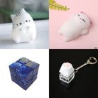 Cat Squishy + Fidgets Bundle Grey Cat White Cat Blue Galaxy