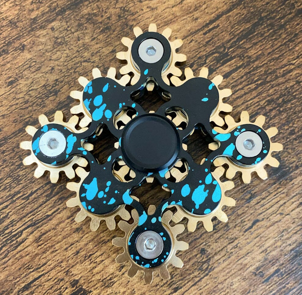Ultimate Gear Fidget Spinner The Autistic Innovator Black & Blue 
