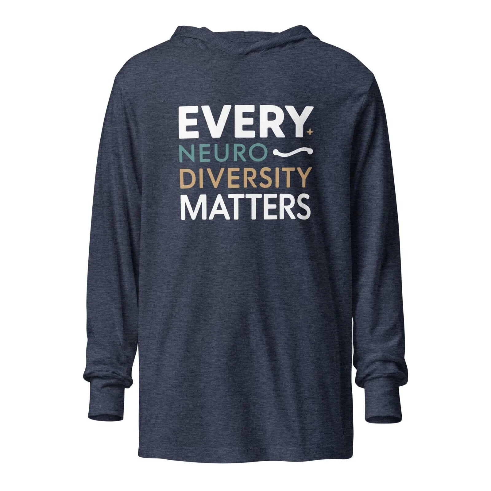 Every Neurodiversity Matters Hooded long-sleeve tee Heather Navy XS 
