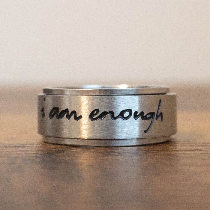 I Am Enough Silver Spinner Fidget Ring The Autistic Innovator 6 