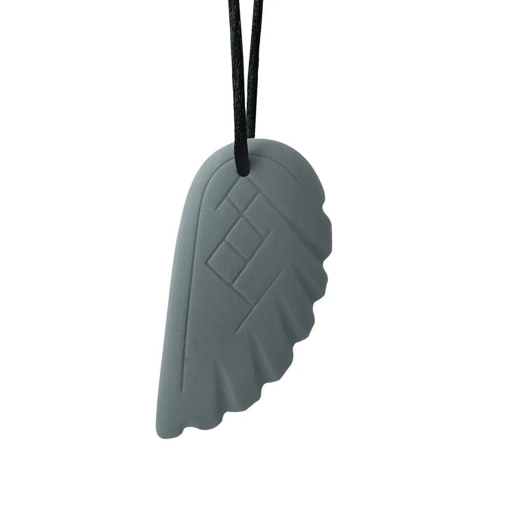 Feather Chew Necklace Grey 