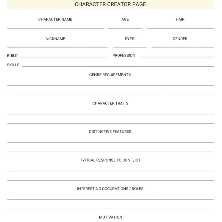 Fiction Writing Journal Printable 