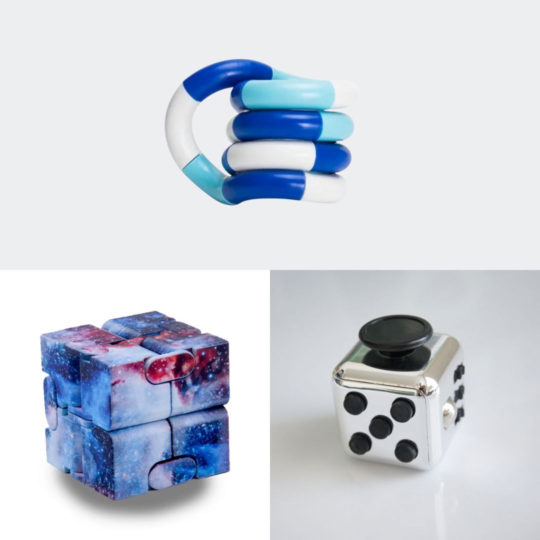 Fidget Bestsellers Bundle (choose your colors) Metallic Silver Galaxy Blue white deep blue