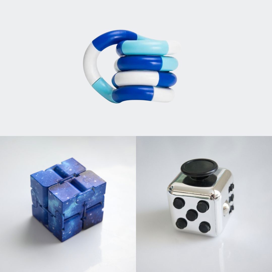 Fidget Bestsellers Bundle (choose your colors) Metallic Silver Blue Galaxy Blue white deep blue
