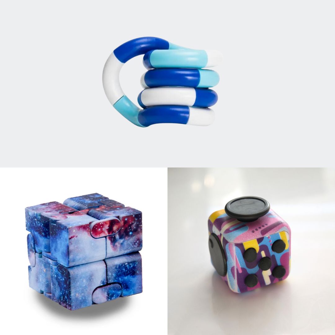 Fidget Bestsellers Bundle (choose your colors) 80’s Retro Galaxy Blue white deep blue