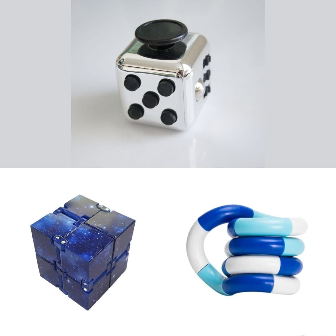 Fidget Bestsellers Bundle (choose your colors) Metallic Silver Blue Galaxy Blue white deep blue