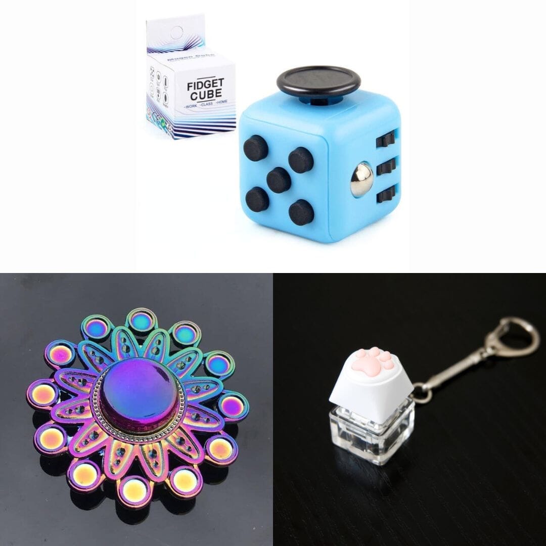 Rainbow Fidget Spinner + 2 Fidgets Bundle Mandala Sky Blue 