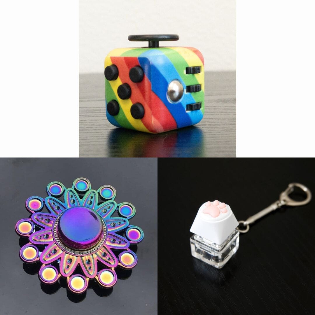 Rainbow Fidget Spinner + 2 Fidgets Bundle Mandala Rainbow 