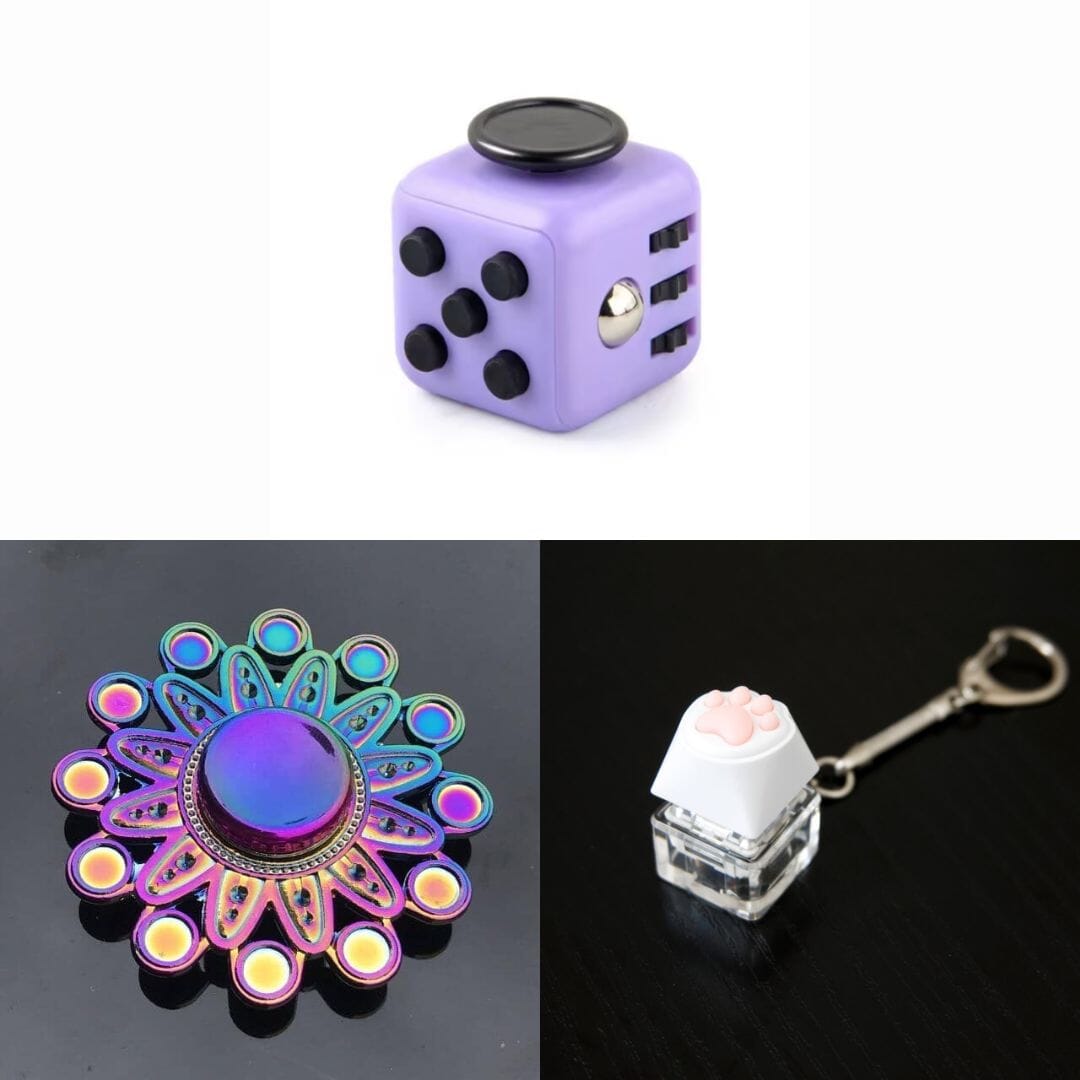 Rainbow Fidget Spinner + 2 Fidgets Bundle Mandala Purple 