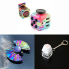 Rainbow Fidget Spinner + 2 Fidgets Bundle Uchiwa Fan Paint Splatter 