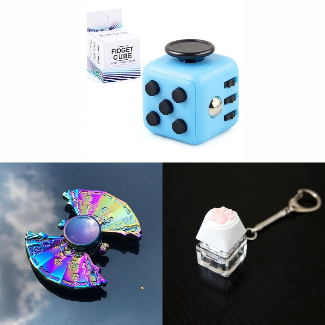 Rainbow Fidget Spinner + 2 Fidgets Bundle Uchiwa Fan Sky Blue 