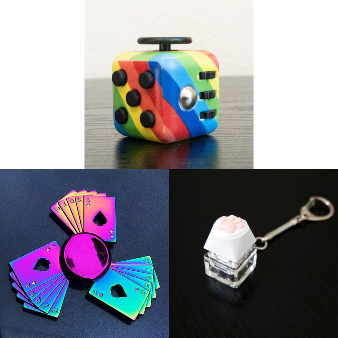 Rainbow Fidget Spinner + 2 Fidgets Bundle Playing Cards Rainbow 