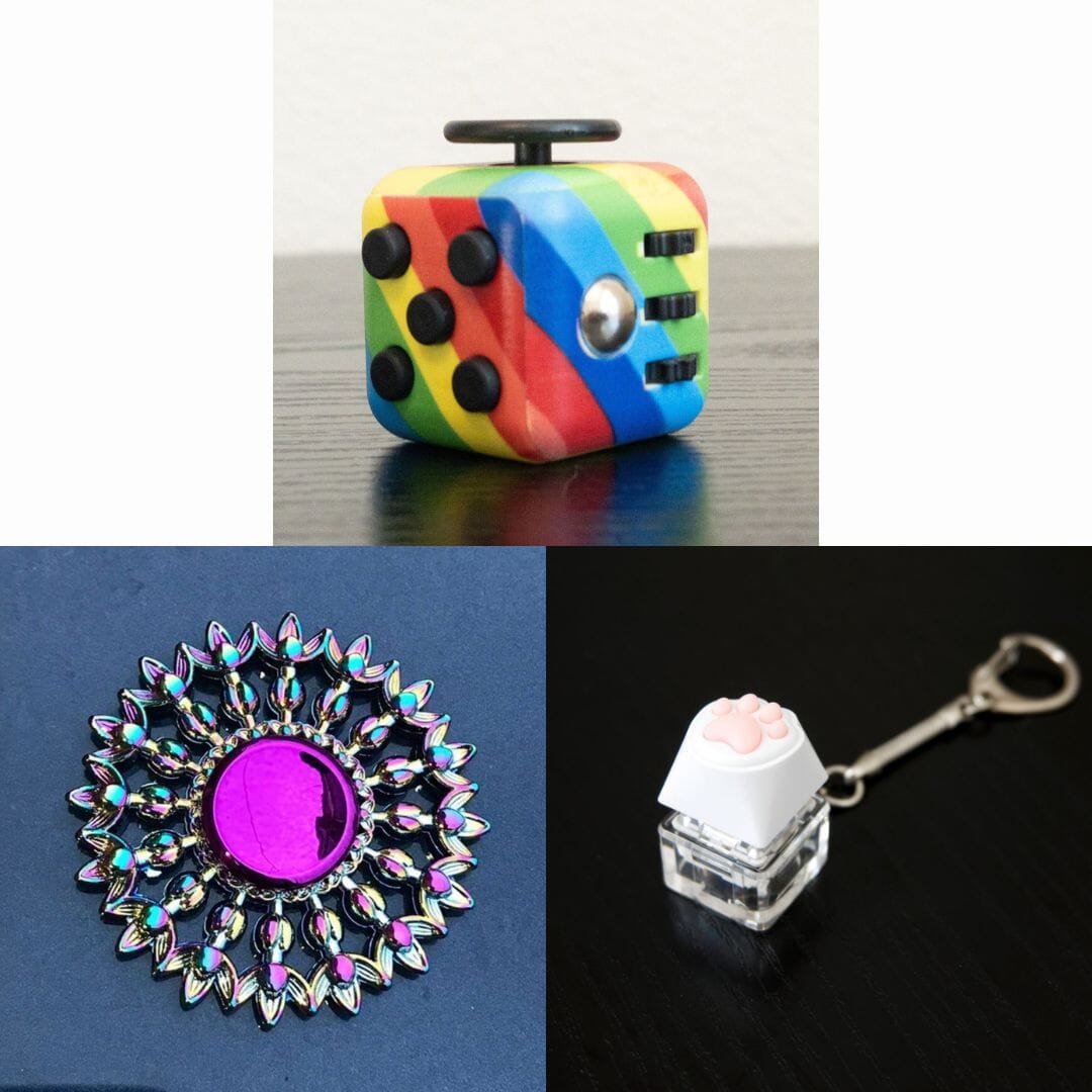 Rainbow Fidget Spinner + 2 Fidgets Bundle Flower Mandala Rainbow 