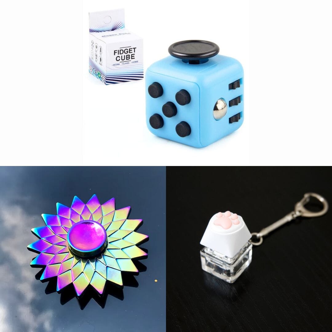 Rainbow Fidget Spinner + 2 Fidgets Bundle Sun Sky Blue 