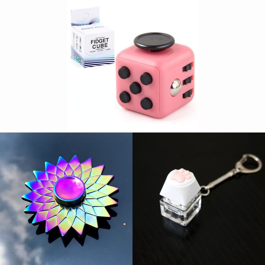 Rainbow Fidget Spinner + 2 Fidgets Bundle Sun Blush Pink 