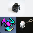 Rainbow Fidget Spinner + 2 Fidgets Bundle (choose your colors) Shuriken All Black 