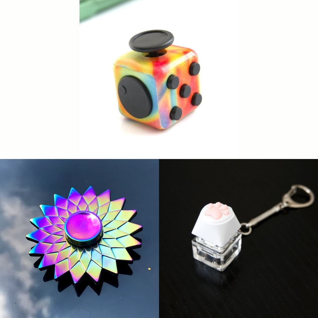 Rainbow Fidget Spinner + 2 Fidgets Bundle (choose your colors) Sun Watercolor 