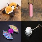 Fox Plush With Chewelry + Fidgets Bundle Pink Uchiwa Fan 