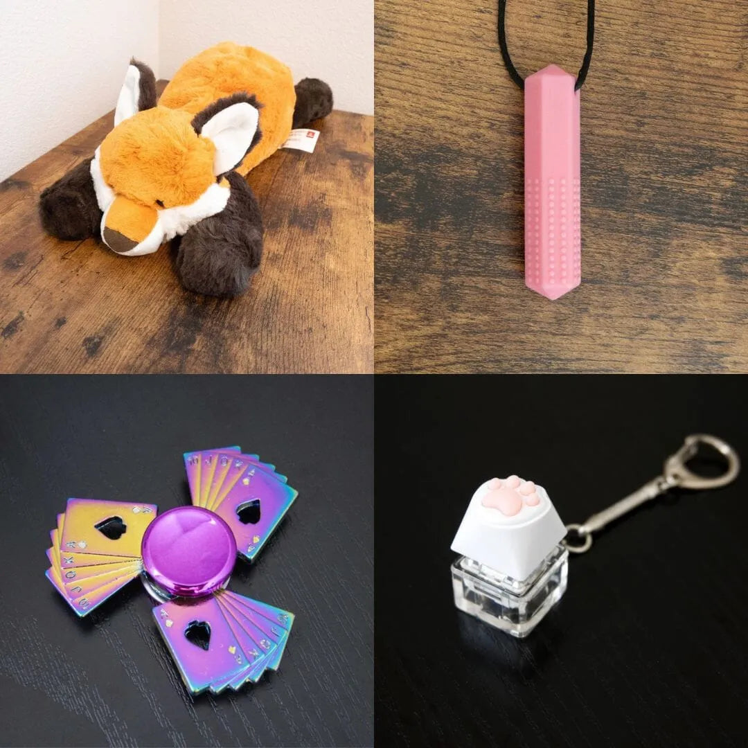 Fox Plush With Chewelry + Fidgets Bundle Pink Playing Cards 