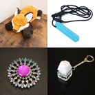 Fox Plush With Chewelry + Fidgets Bundle Blue Flower Mandala 