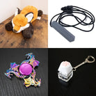 Fox Plush With Chewelry + Fidgets Bundle Grey Dragon (Limited Edition) 