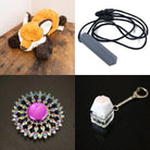 Fox Plush With Chewelry + Fidgets Bundle Grey Flower Mandala 