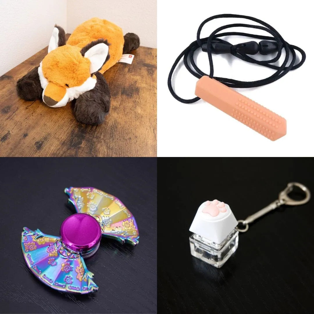 Fox Plush With Chewelry + Fidgets Bundle Peach Uchiwa Fan 
