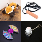 Fox Plush With Chewelry + Fidgets Bundle Peach Uchiwa Fan 