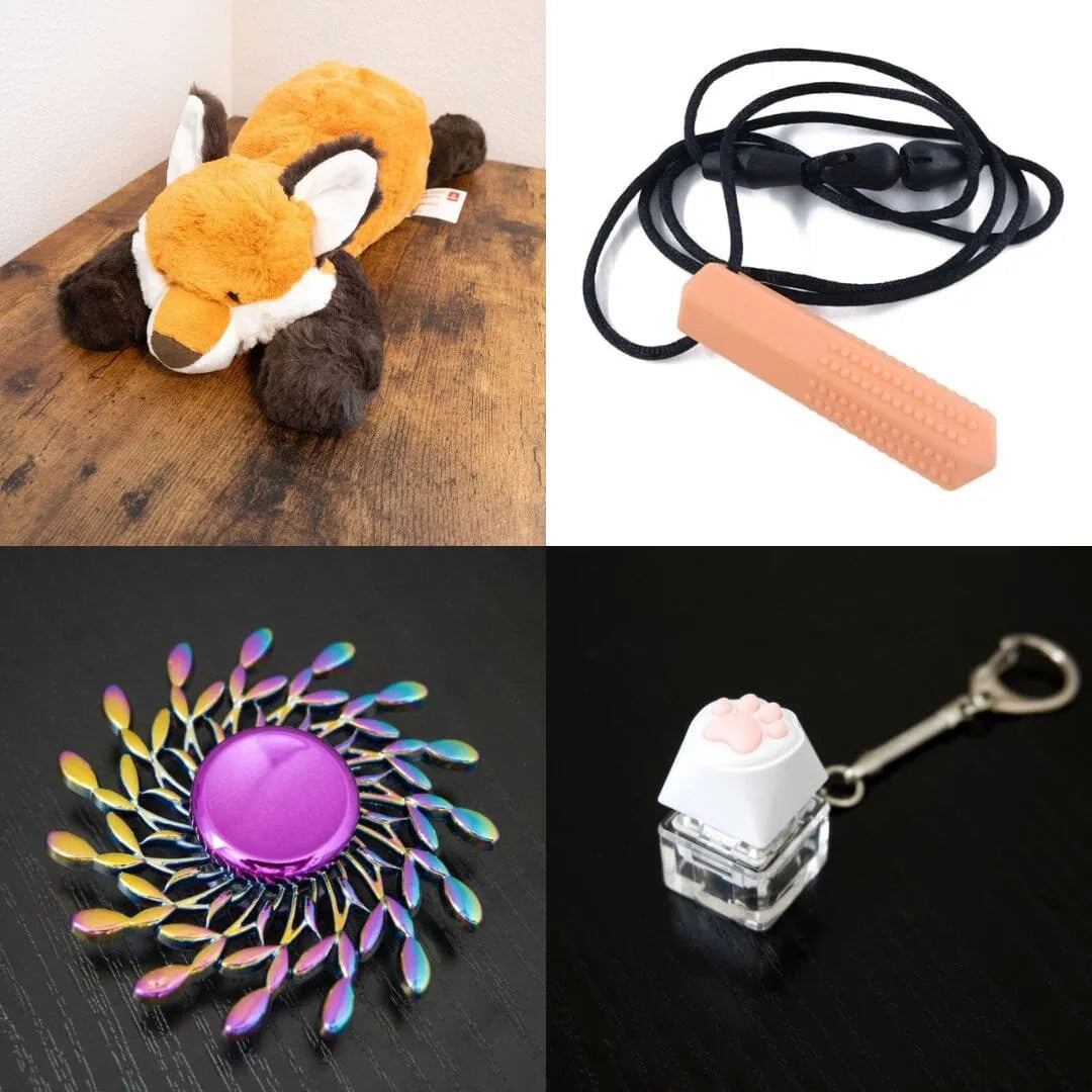 Fox Plush With Chewelry + Fidgets Bundle Peach Wind 