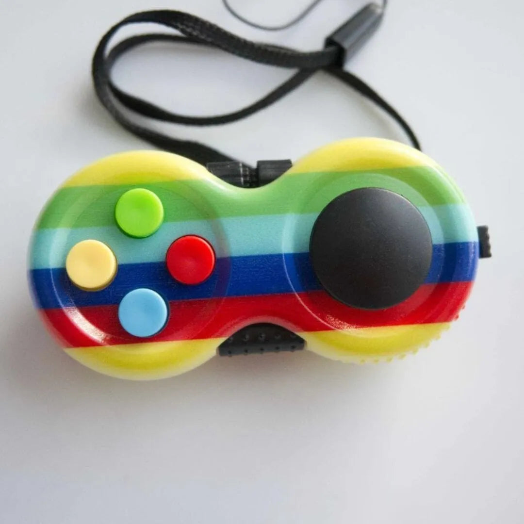 Game Controller Fidget Toy Yellow Rainbow 