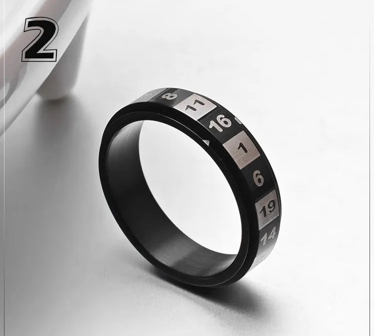 Multicolor Black Stainless Steel Spinner Ring for Women and Men Rotatable Number Lucky Ring Rainbow Wedding Couple Ring The Autistic Innovator Black 6 