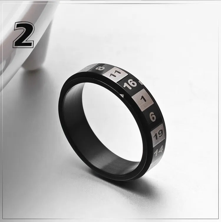 Multicolor Black Stainless Steel Spinner Ring for Women and Men Rotatable Number Lucky Ring Rainbow Wedding Couple Ring The Autistic Innovator Black 6 