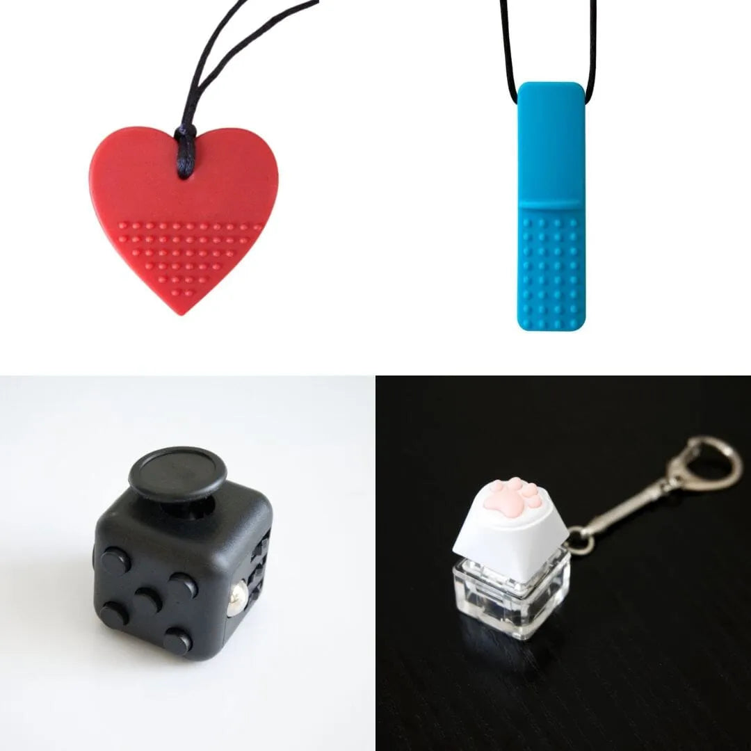 Hard Chewer Bundle + Fidgets Red Blue All Black